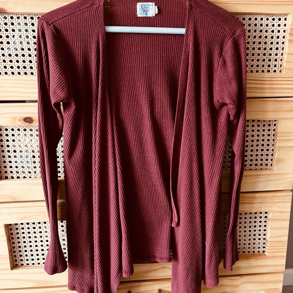 red cardigan